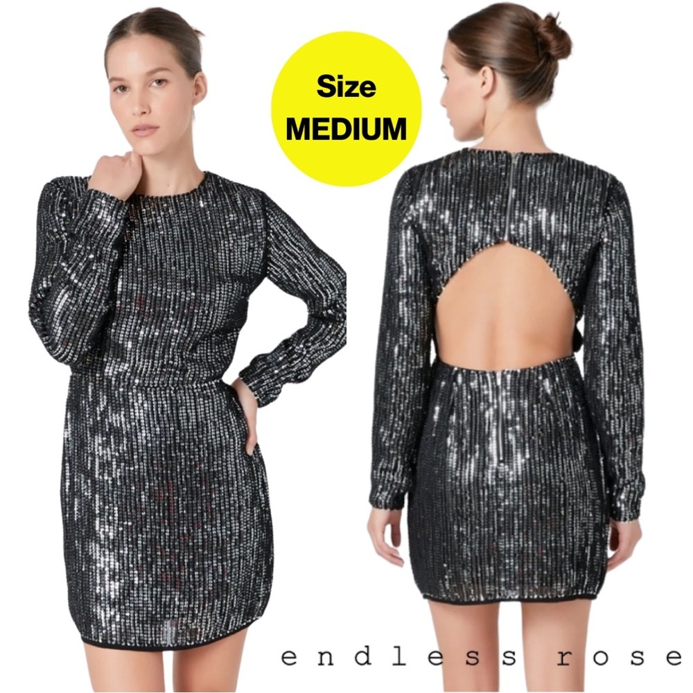 ENDLESS ROSE Open Back Sequin Dress 💎 (Size Medium)